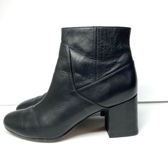 Via Spiga Black Leather Upper Ankle Boots Heeled 2.5" Size 8.5 Zip Closure - Picture 3 of 16